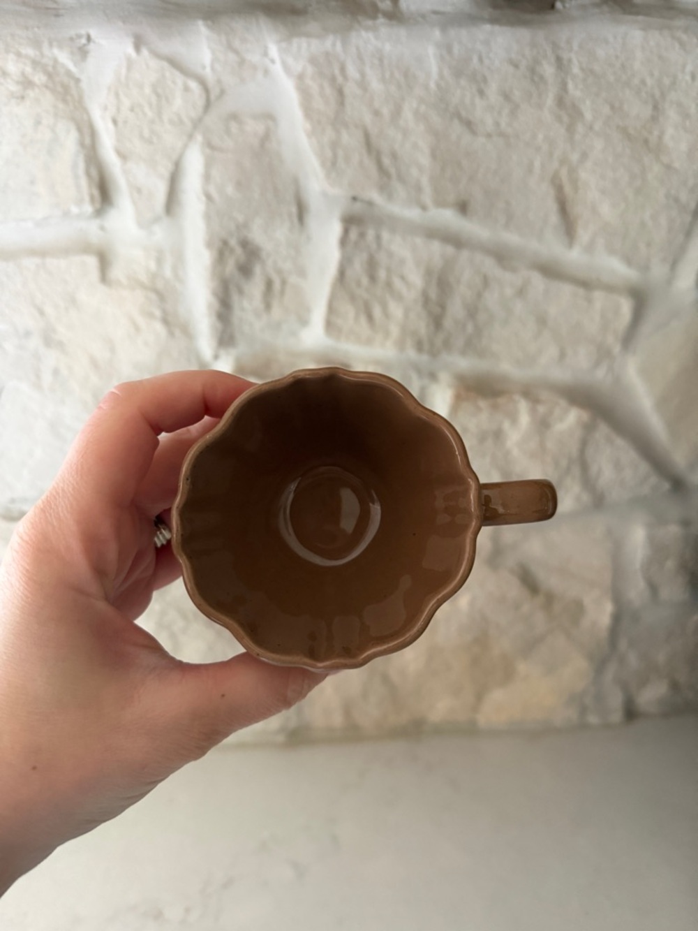 Hearth & Hand Brown Scalloped Ceramic Espresso Shot Mug - Picture 2 of 3